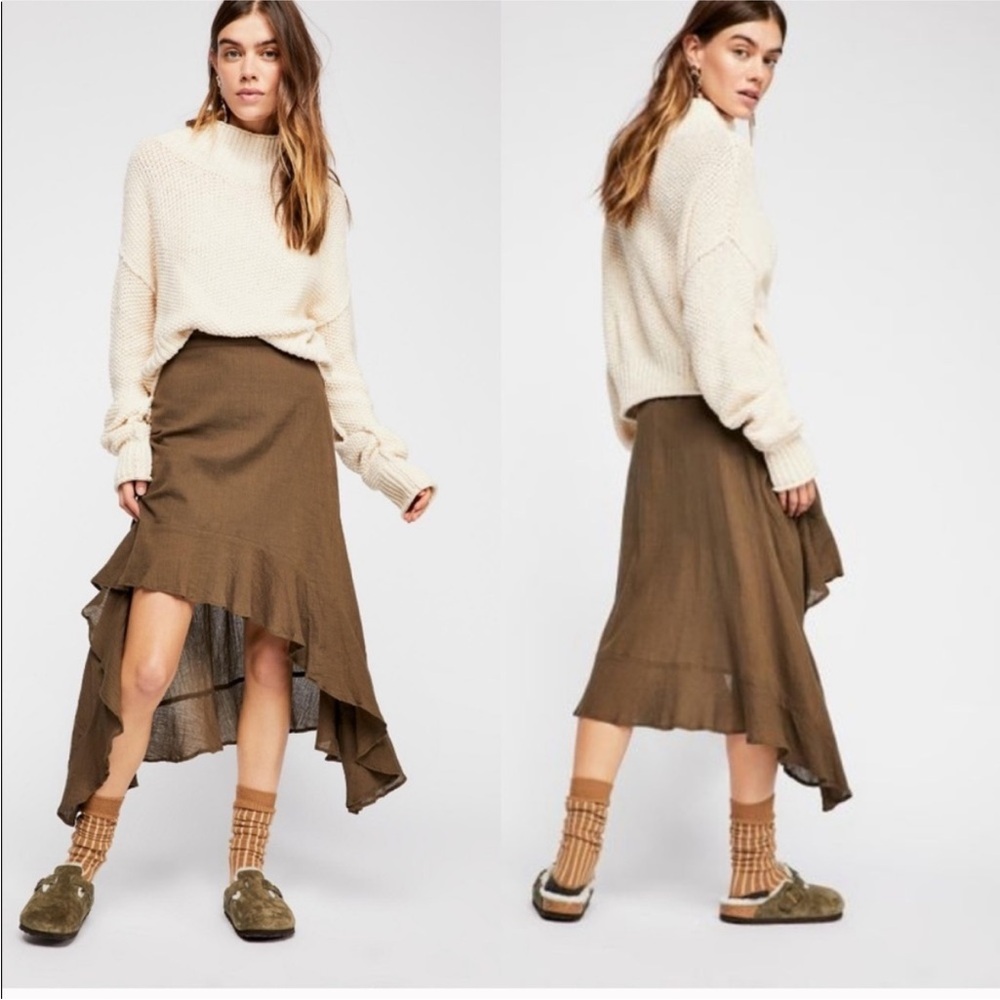 Free People X KAS new york Asymmetrical Gauzy Flounce Skirt - Small